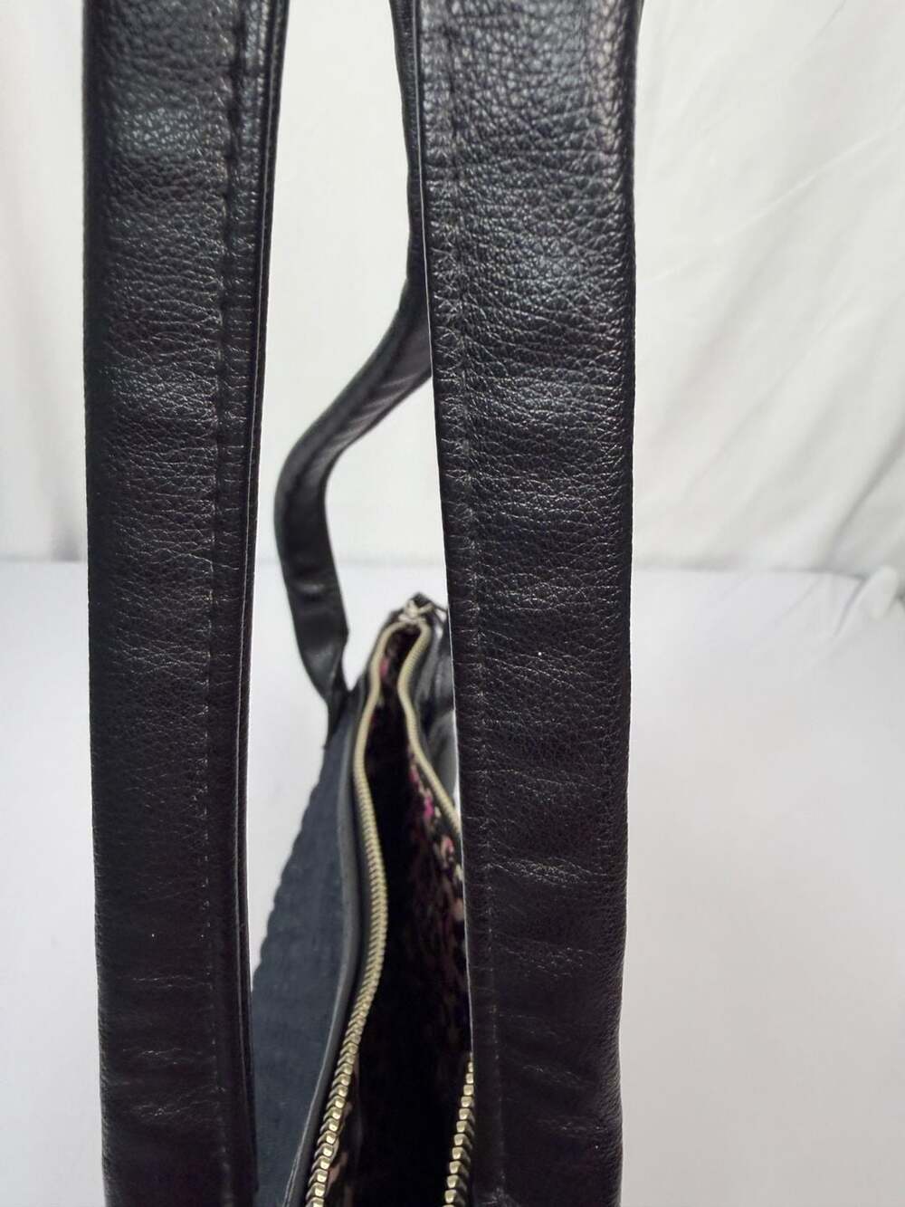 Vera Bradley Carson East West Black Quilted Denim Tote Bag Purse - Picture 4 of 9